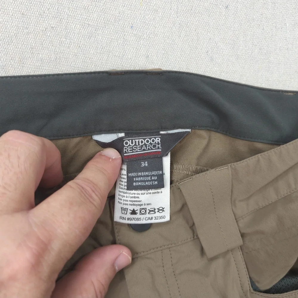Outdoor Research Pants Mens 34x32 Brown Voodoo Stretch Zip Pocket Hiking